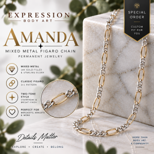 Amanda – Mixed Metal Figaro Permanent Jewelry Chain