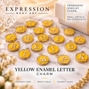 Yellow Enamel Letter Charm – Stainless Steel