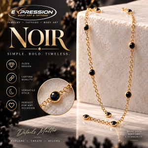 Noir | 14K Gold-Filled Black CZ Permanent Jewelry
