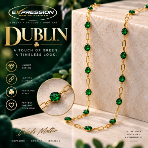 Dublin | 14K Gold-Filled Emerald Enamel Permanent Jewelry