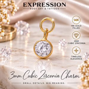 14K Gold-Filled 3mm Cubic Charm | Expression Body Art