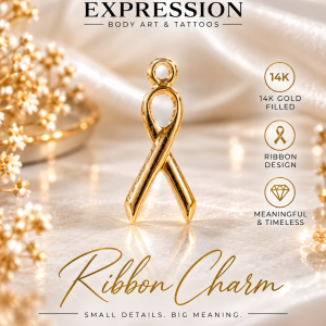 14K Gold-Filled Ribbon Charm | Expression Body Art