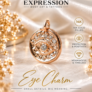 Eye Charm With CZ | Rose Sterling Silver Permanent Jewelry Charm
