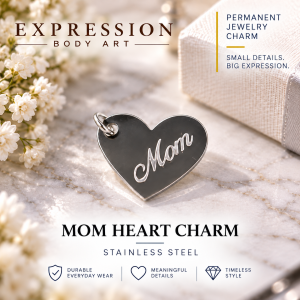Mom Heart Charm – Stainless Steel