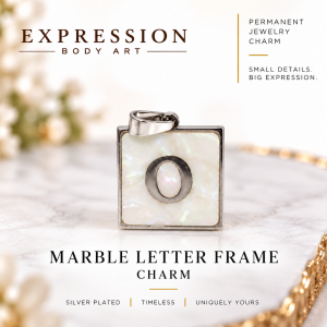 Marble Letter Frame Charm – Silver Plated – Letter O