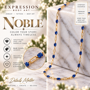 Noble – Gold Filled Blue Enamel Permanent Jewelry Chain