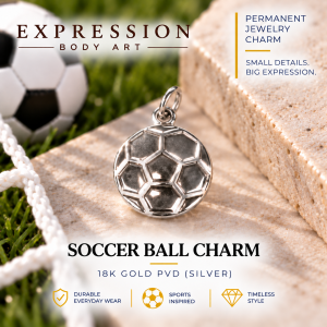 Ballon – Soccer Ball Charm – 18K Gold PVD (Silver)