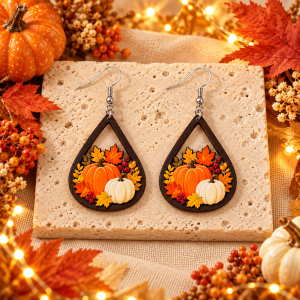 Harvest Pumpkin Teardrop Earrings