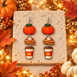 Pumpkin Pie & Coffee Dangle Earrings