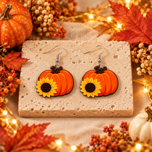 Pumpkin & Sunflower Dangle Earrings