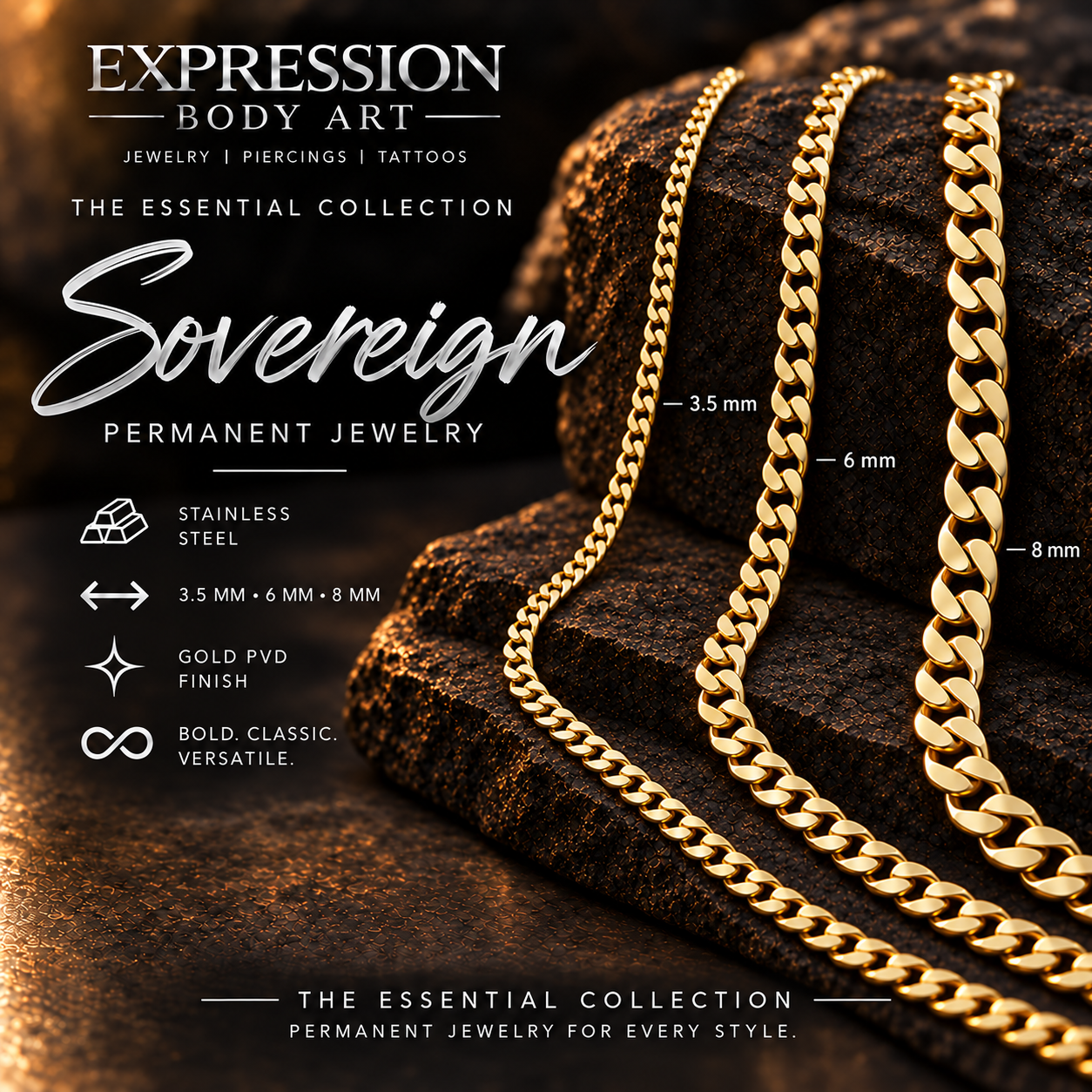 Sovereign Gold PVD Stainless Steel Permanent Jewelry | In Stock