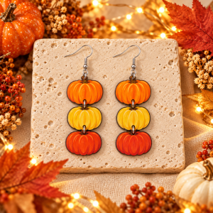 Triple Pumpkin Dangle Earrings