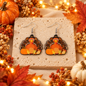 Turkey & Pumpkin Dangle Earrings